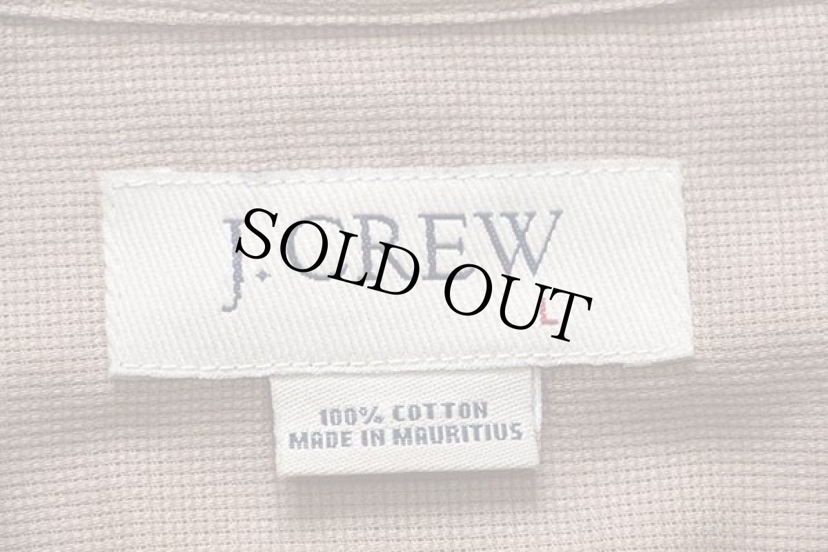 画像4: 00s J.CREW 無地 半袖 コットンシャツ カーキ L (4)