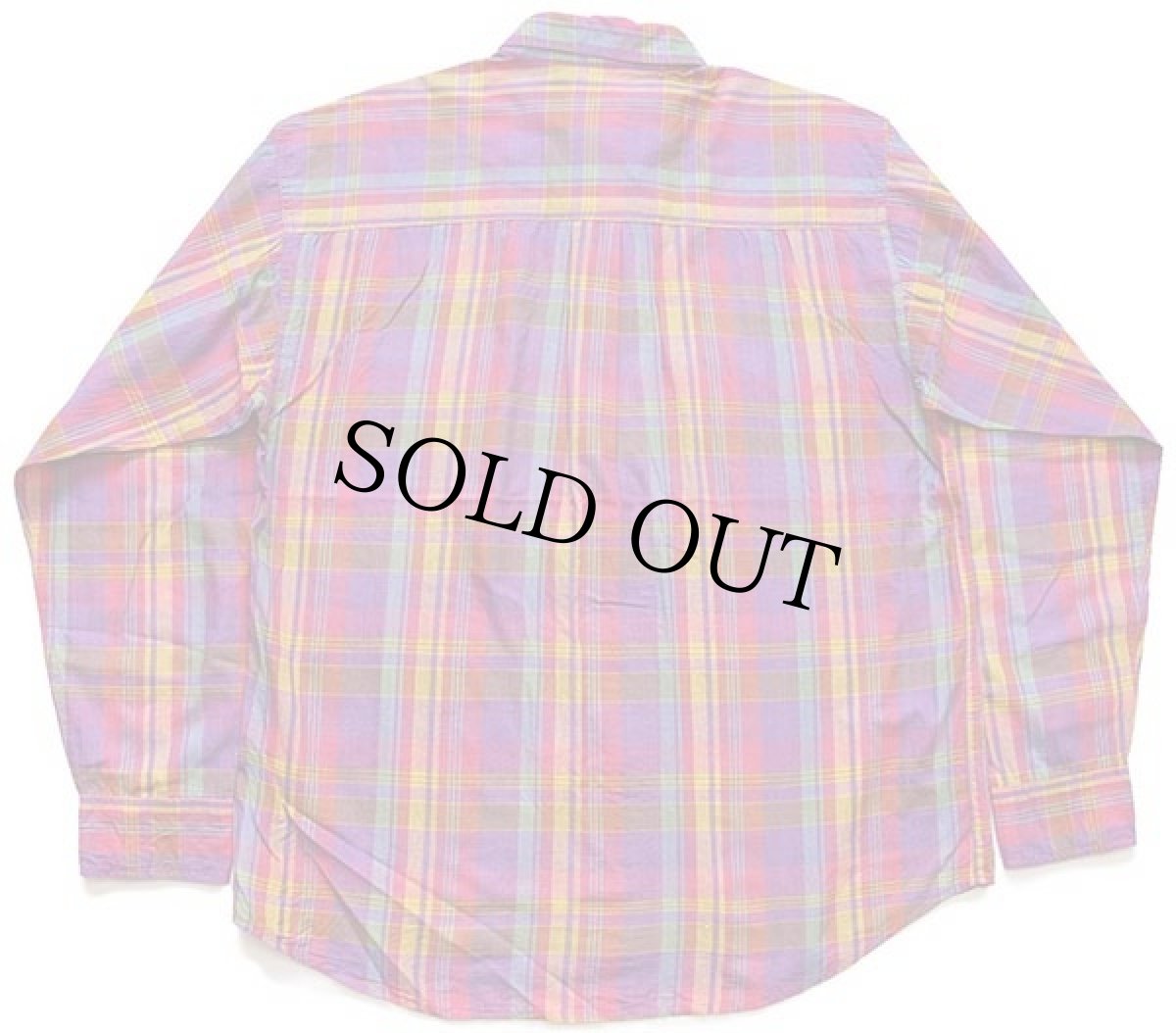 画像2: MONDIAL SHIRT マドラスチェック ボタンダウン コットンシャツ L (2)