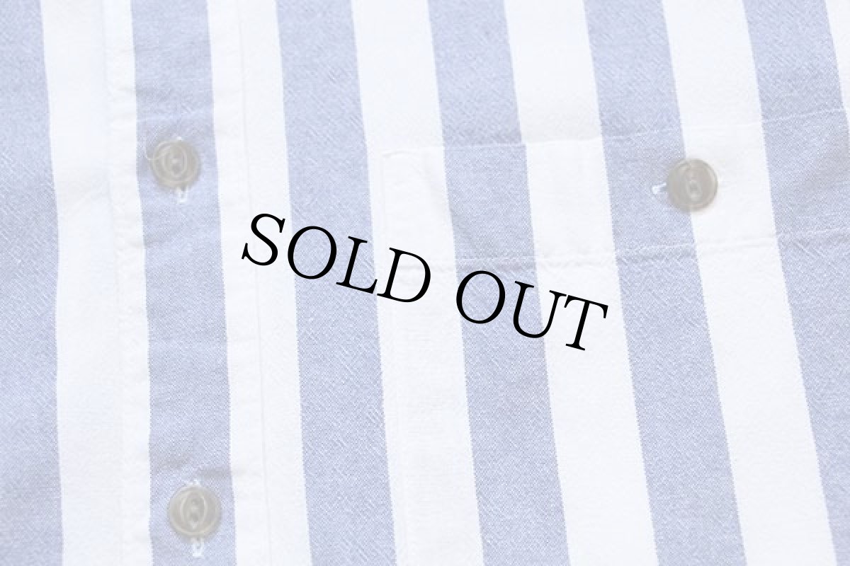 画像5: TORERO ストライプ 半袖 オックスフォード コットンシャツ サックス×白 L (5)