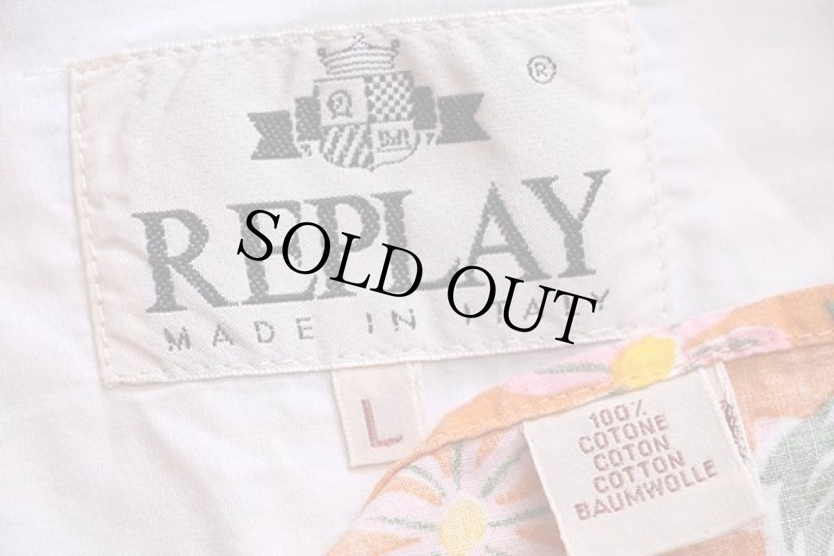 画像4: イタリア製 REPLAYリプレイ フラワー柄 半袖 コットンシャツ L (4)