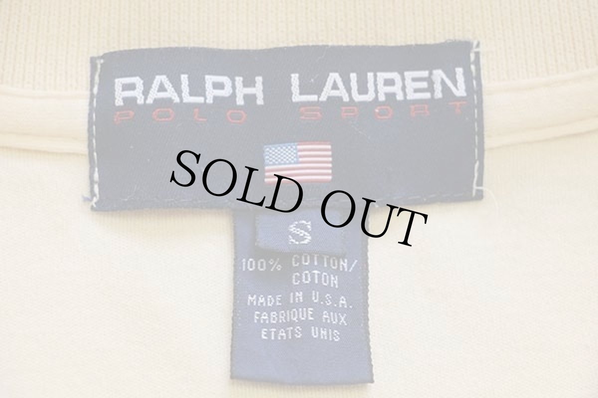 画像4: 90s USA製 POLO SPORT ラルフローレン ワンポイント コットン ポロシャツ 薄黄 S (4)