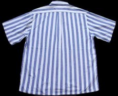 画像2: TORERO ストライプ 半袖 オックスフォード コットンシャツ サックス×白 L (2)