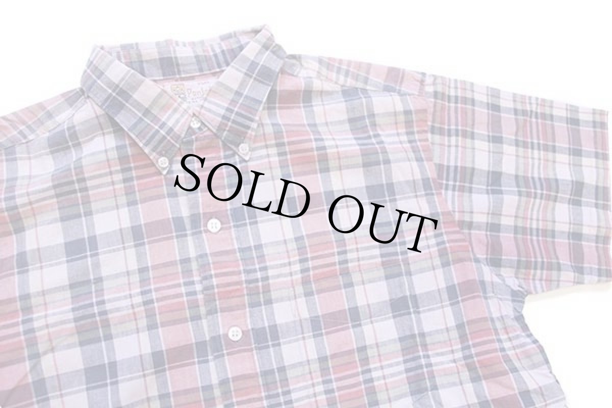 画像3: 70s Punjab マドラスチェック 三点留め ボタンダウン 半袖 コットンシャツ L★インド綿 (3)