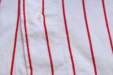 画像6: 90s USA製 GNAW BONE UNIVERSITY ステンシル ピンストライプ コットン ベースボールシャツ 白×赤 XL (6)