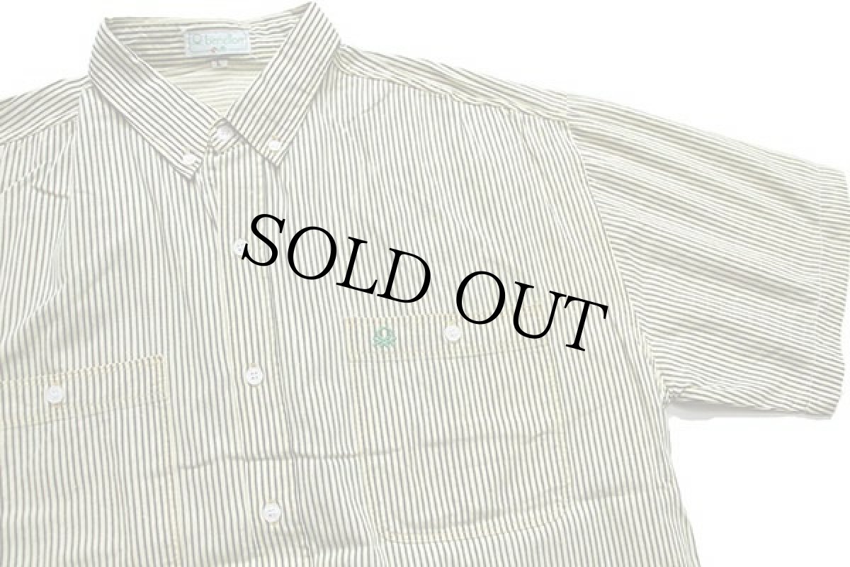 画像3: 80s benettonベネトン ストライプ 三点留め ボタンダウン 半袖 コットンシャツ 黄×黒 L (3)