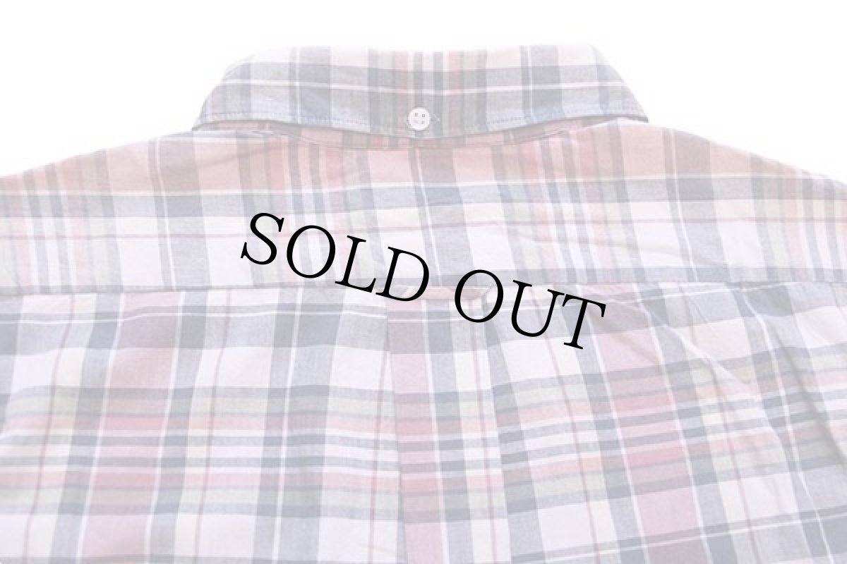 画像4: 70s Punjab マドラスチェック 三点留め ボタンダウン 半袖 コットンシャツ L★インド綿 (4)