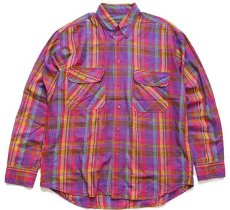 画像1: MONDIAL SHIRT マドラスチェック ボタンダウン コットンシャツ L (1)