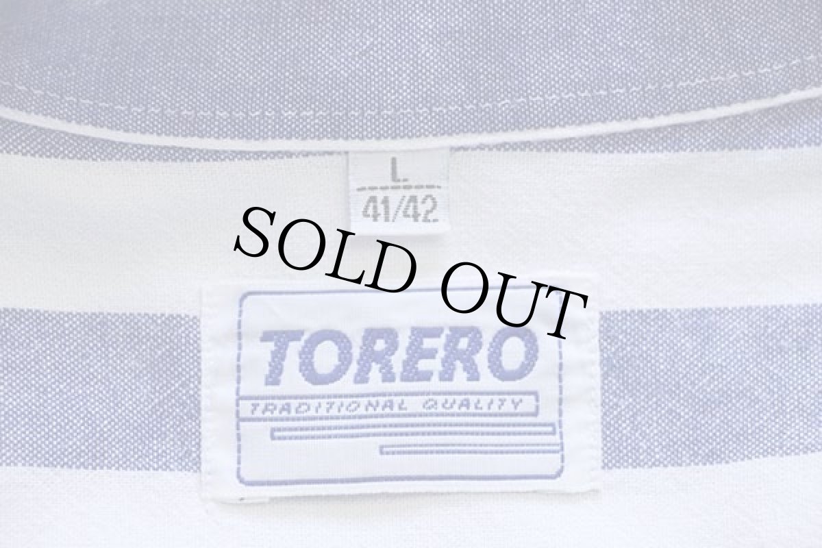 画像4: TORERO ストライプ 半袖 オックスフォード コットンシャツ サックス×白 L (4)