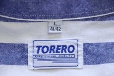 画像4: TORERO ストライプ 半袖 オックスフォード コットンシャツ サックス×白 L (4)