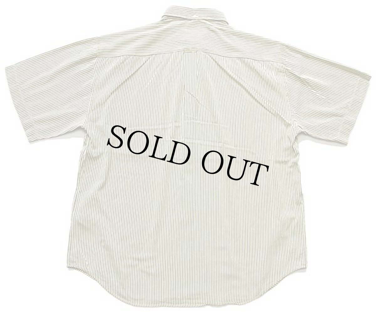 画像2: 80s benettonベネトン ストライプ 三点留め ボタンダウン 半袖 コットンシャツ 黄×黒 L (2)