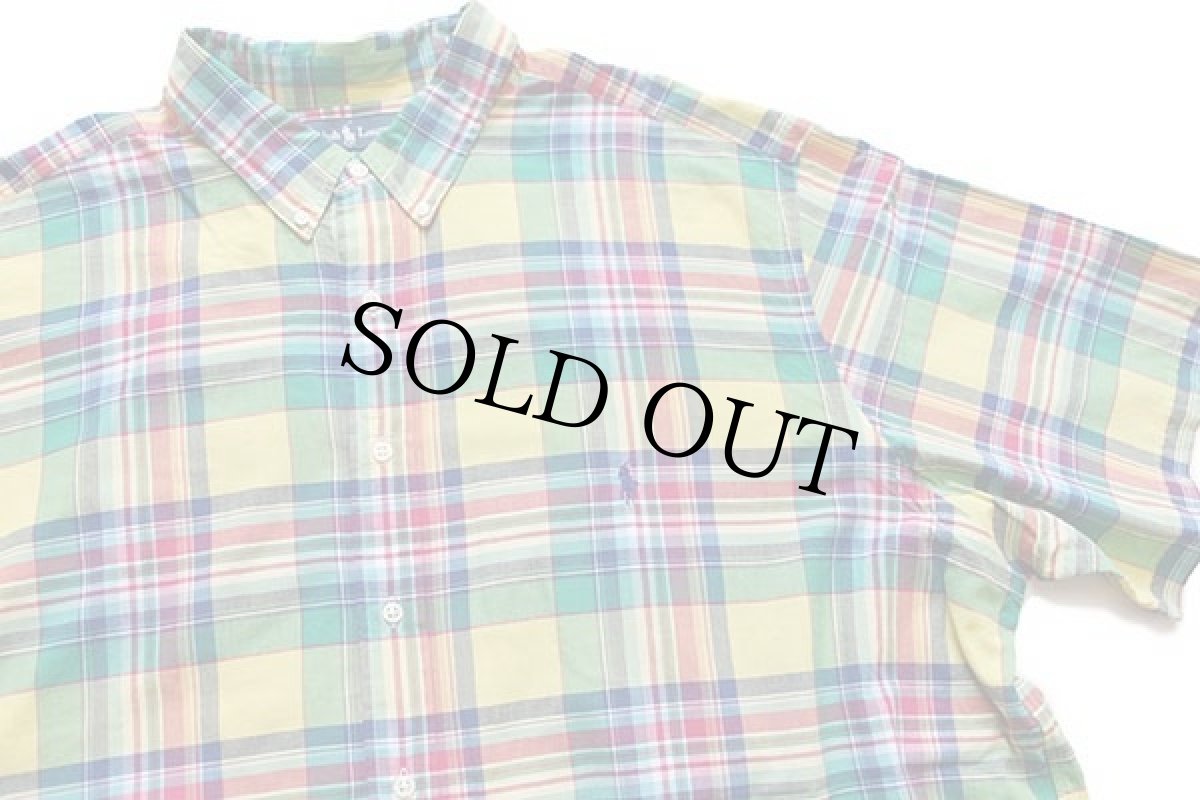 画像3: ラルフローレン マドラスチェック ボタンダウン 半袖 コットンシャツ 3XB★インド綿 (3)