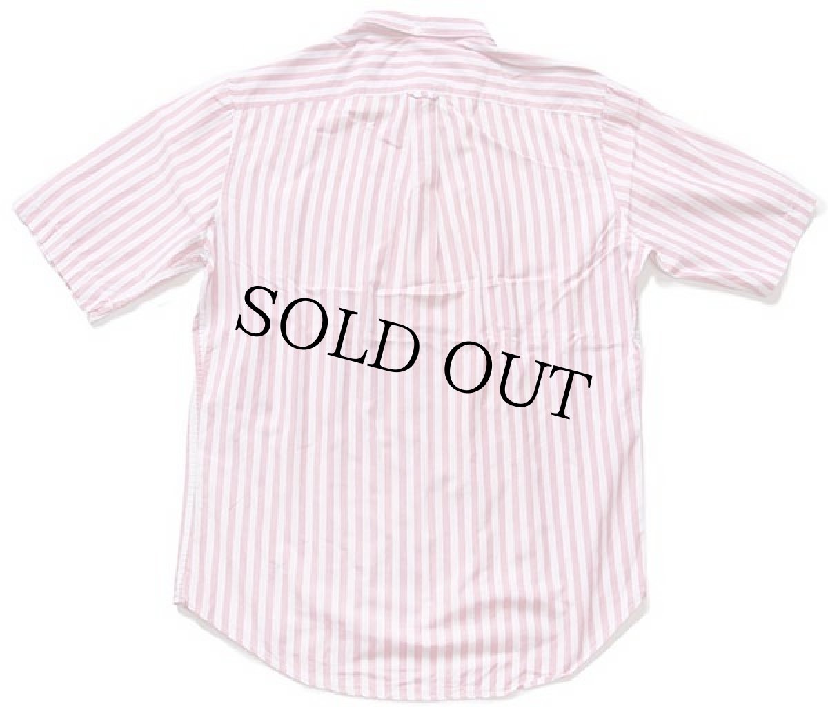 画像2: 80s イタリア製 benettonベネトン ストライプ 三点留め ボタンダウン 半袖 コットンシャツ ピンク×白 (2)