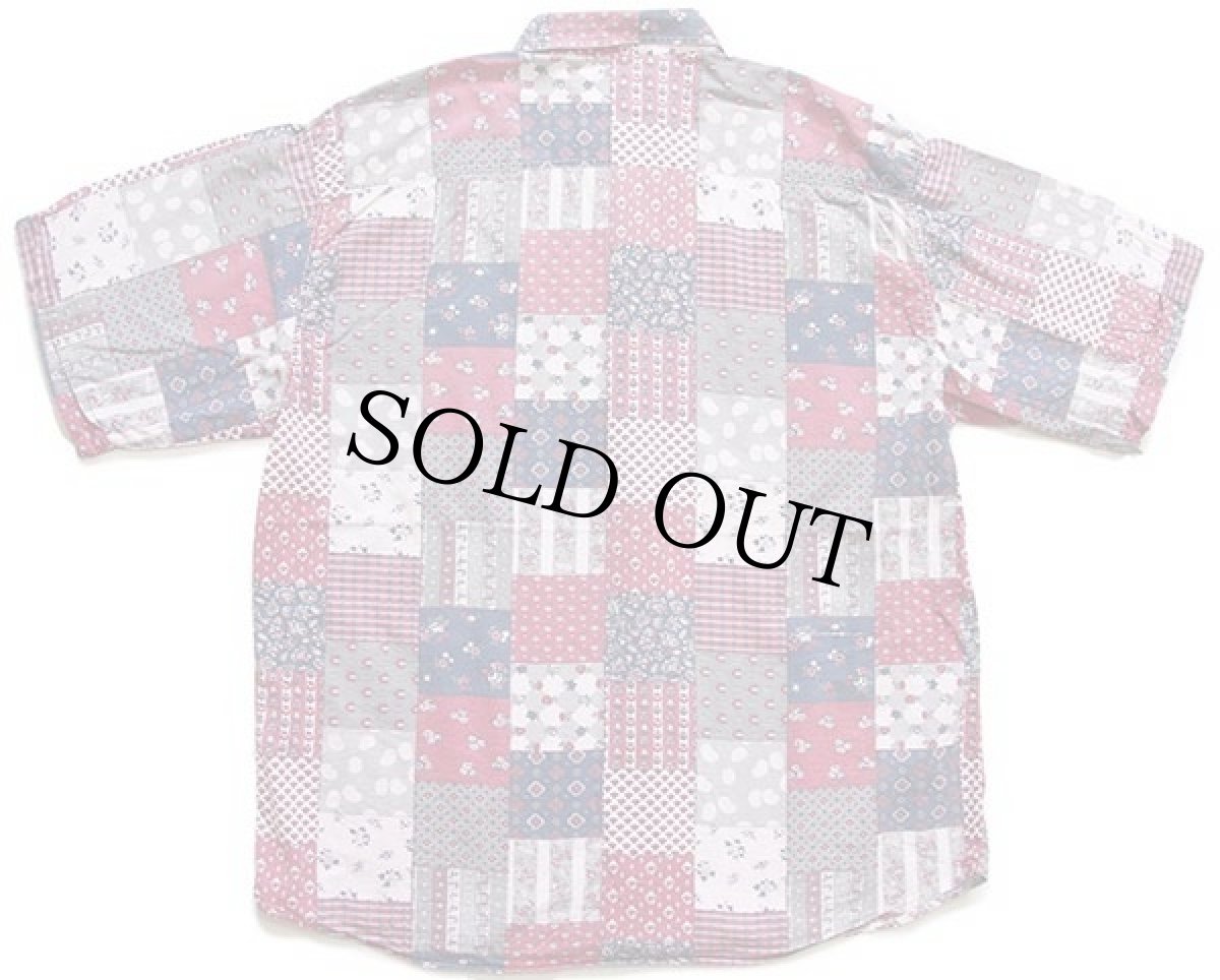 画像2: イタリア製 ColonBUS 小花柄×小紋柄×総柄 パッチワークプリント 半袖 コットンシャツ XL (2)