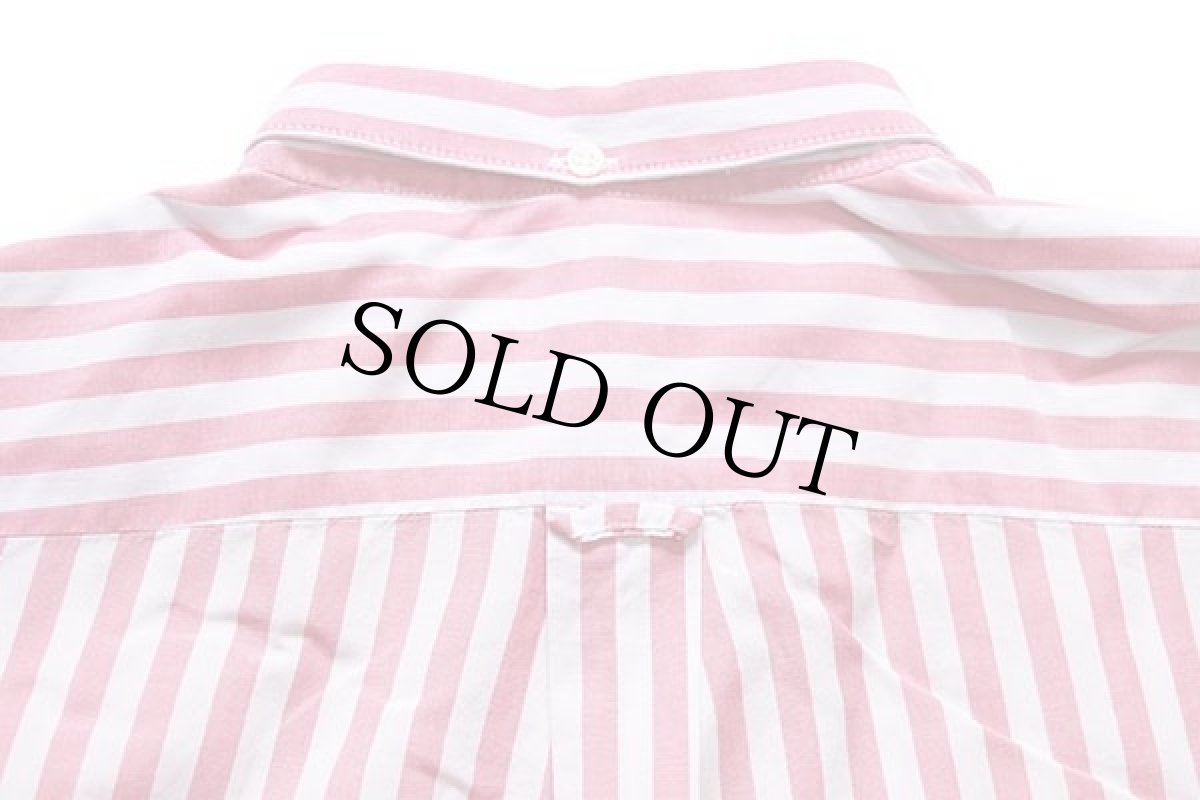 画像4: 80s イタリア製 benettonベネトン ストライプ 三点留め ボタンダウン 半袖 コットンシャツ ピンク×白 (4)