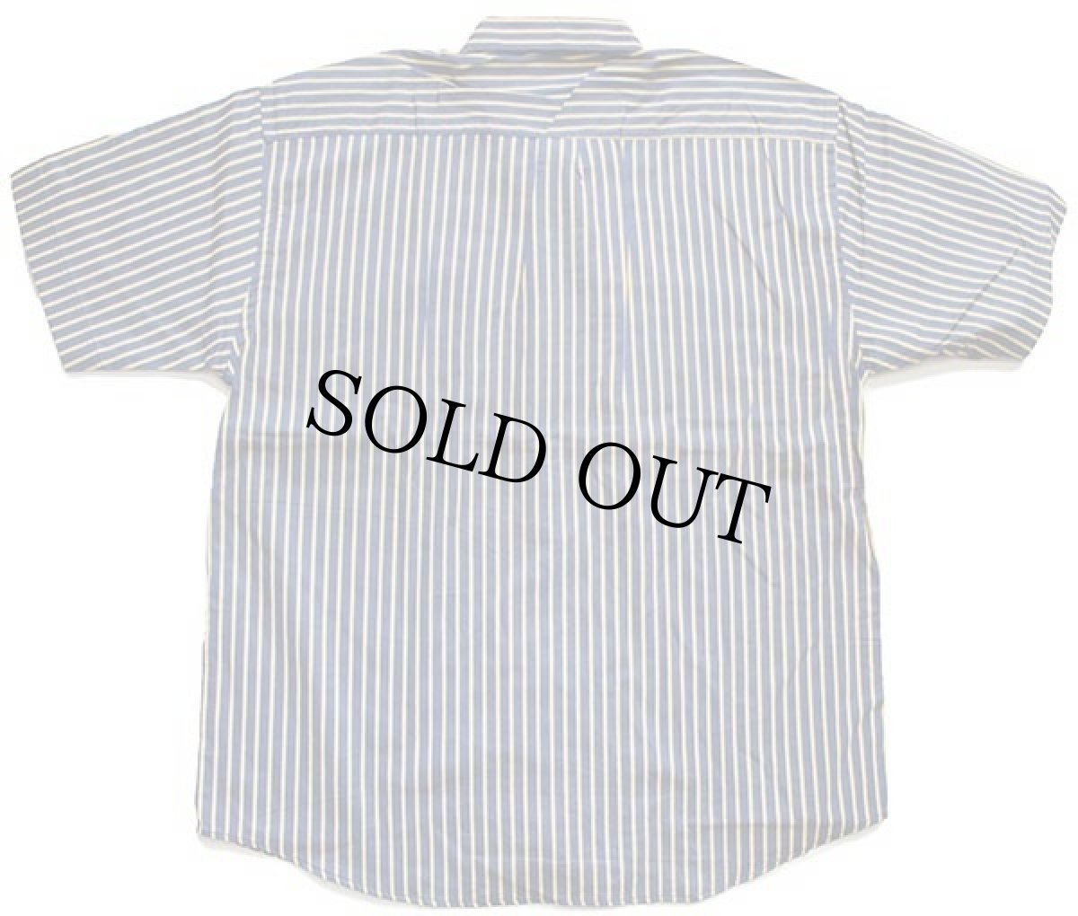 画像3: デッドストック★80s benettonベネトン ストライプ ボタンダウン 半袖 コットンシャツ 紺×黄 L (3)