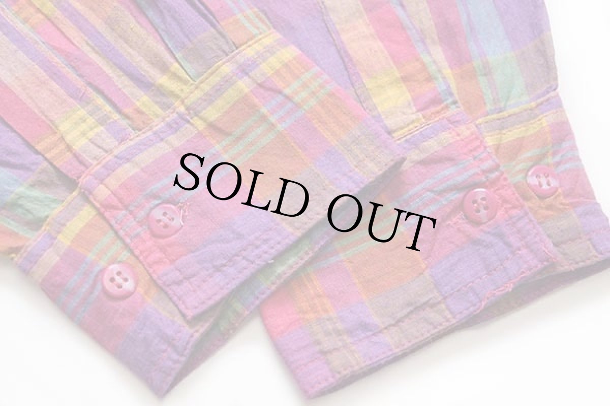 画像5: MONDIAL SHIRT マドラスチェック ボタンダウン コットンシャツ L (5)