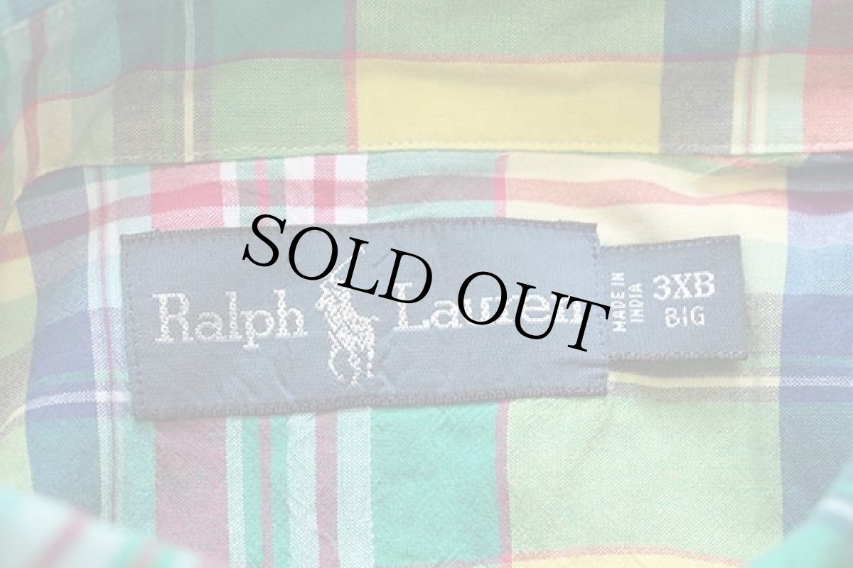 画像4: ラルフローレン マドラスチェック ボタンダウン 半袖 コットンシャツ 3XB★インド綿 (4)