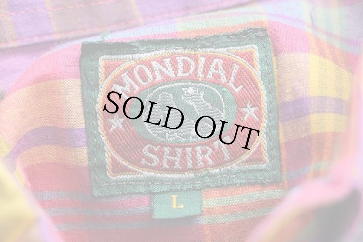画像4: MONDIAL SHIRT マドラスチェック ボタンダウン コットンシャツ L (4)