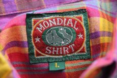 画像4: MONDIAL SHIRT マドラスチェック ボタンダウン コットンシャツ L (4)