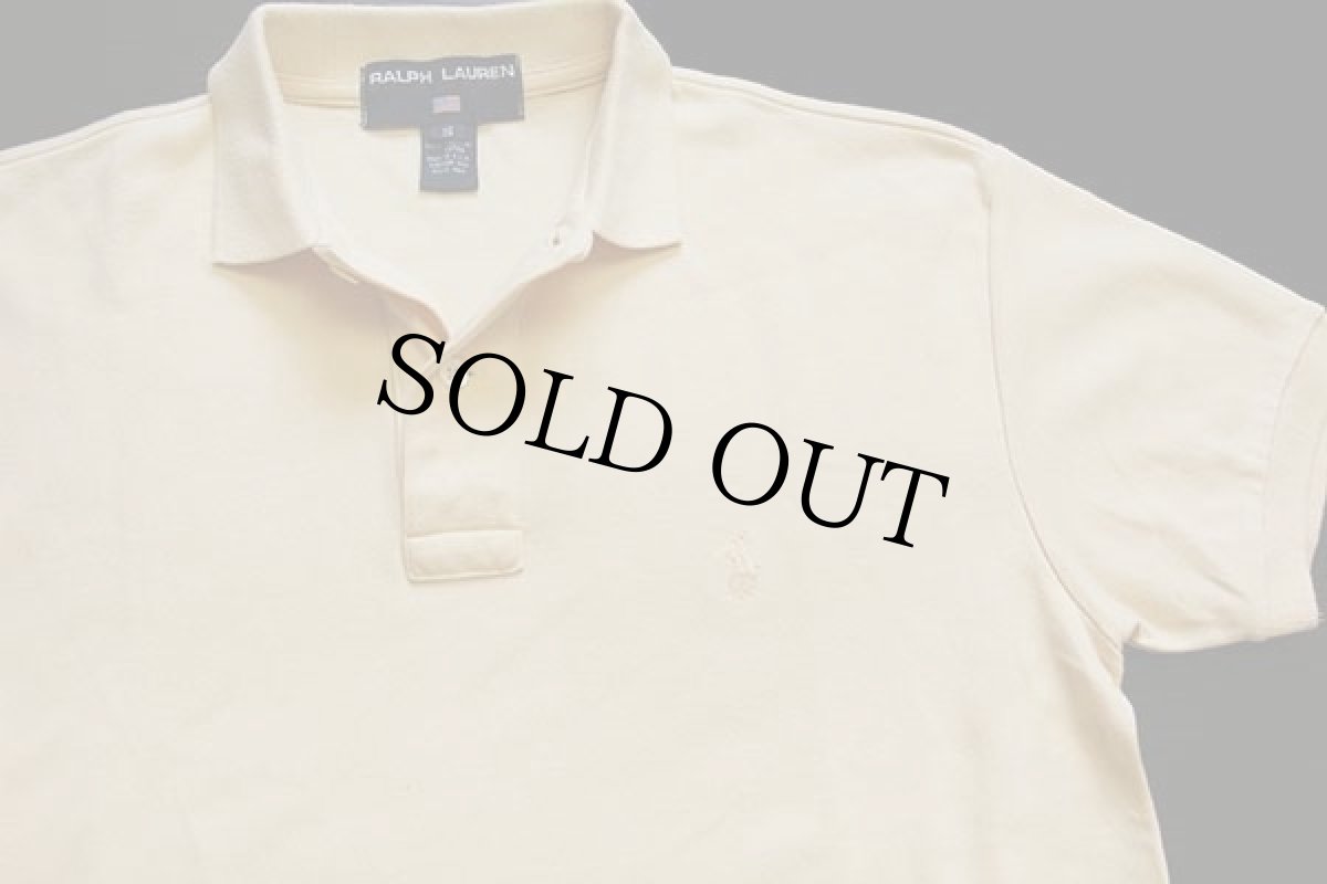 画像3: 90s USA製 POLO SPORT ラルフローレン ワンポイント コットン ポロシャツ 薄黄 S (3)