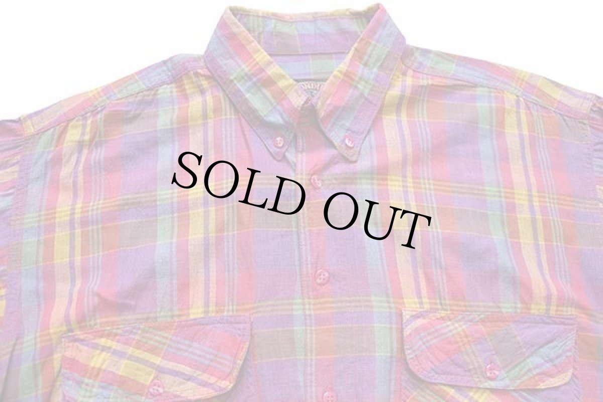 画像3: MONDIAL SHIRT マドラスチェック ボタンダウン コットンシャツ L (3)