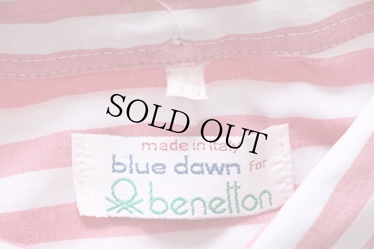 画像5: 80s イタリア製 benettonベネトン ストライプ 三点留め ボタンダウン 半袖 コットンシャツ ピンク×白 (5)