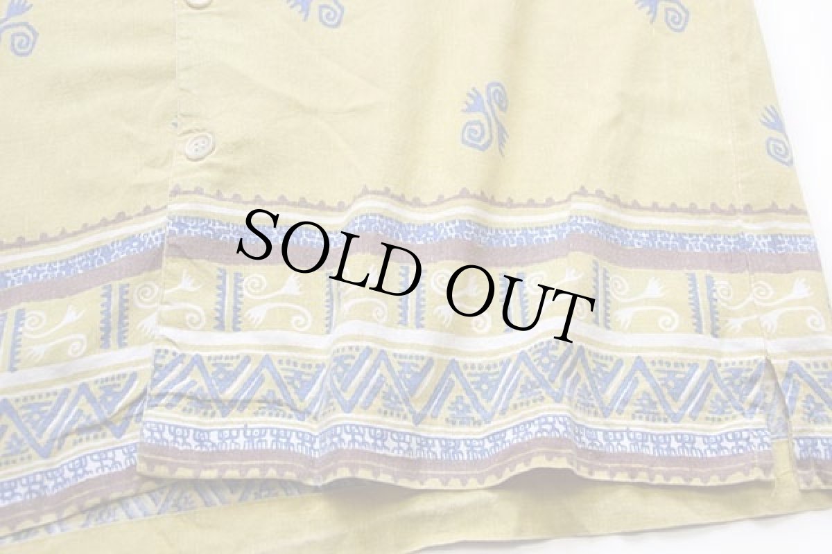 画像5: Lerros shirts フォークロア柄 半袖 リネン×コットンシャツ マスタード L (5)