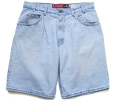 画像1: 90s USA製 Levi'sリーバイス silverTabシルバータブ LooSe ワンタック デニム ショートパンツ アイスブルー w36★ショーツ (1)