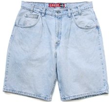 画像1: 90s USA製 Levi'sリーバイス silverTabシルバータブ LooSe ワンタック デニム ショートパンツ アイスブルー w36★ショーツ (1)