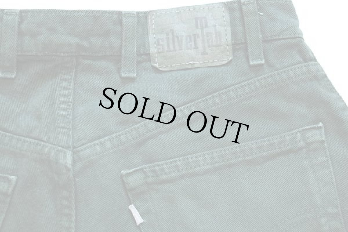 画像4: 90s USA製 Levi'sリーバイス silverTabシルバータブ LOOSE ワンタック カラーデニム ショートパンツ 後染め 緑 w34★ショーツ (4)