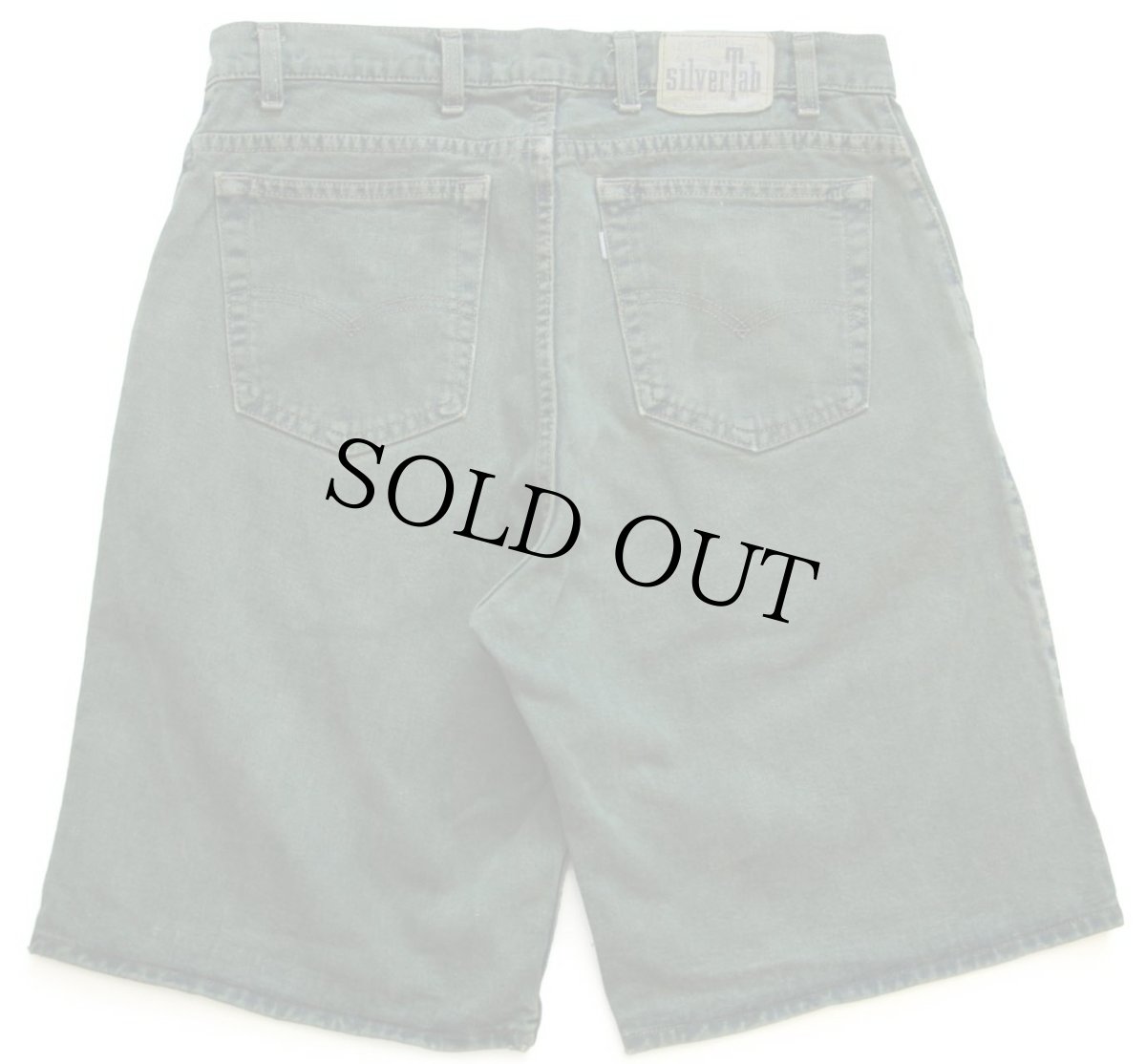 画像2: 90s USA製 Levi'sリーバイス silverTabシルバータブ loose ワンタック カラーデニム ショートパンツ 後染め 緑 w34★ショーツ (2)
