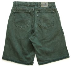 画像2: 90s USA製 Levi'sリーバイス silverTabシルバータブ loose ワンタック カラーデニム ショートパンツ 後染め 緑 w34★ショーツ (2)