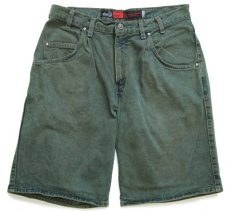 画像1: 90s USA製 Levi'sリーバイス silverTabシルバータブ loose ワンタック カラーデニム ショートパンツ 後染め 緑 w34★ショーツ (1)