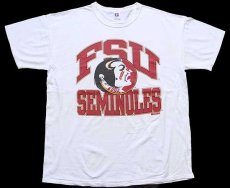 画像2: 90s USA製 RUSSELLラッセル FSU SEMINOLES ビッグロゴ コットンTシャツ 白 XL (2)