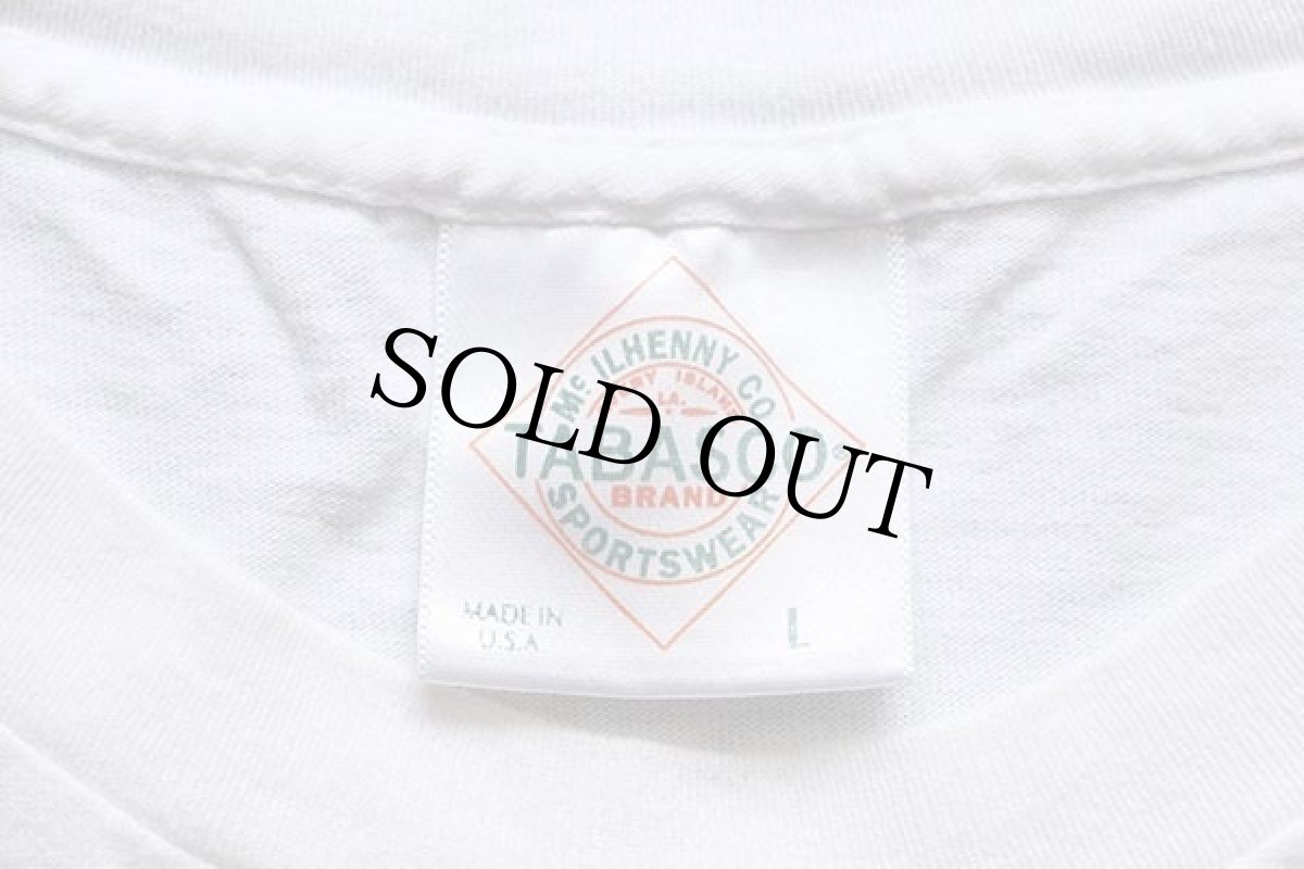 画像4: 90s USA製 TABASCO PEPPER SAUCE タバスコ ロゴ 両面プリント コットンTシャツ 白 L (4)