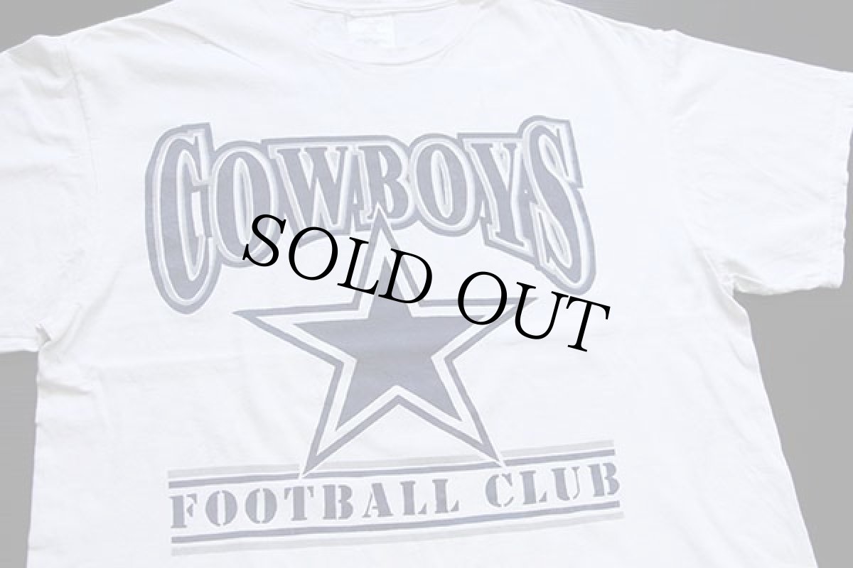 画像1: 90s USA製 NIKEナイキ NFL DALLAS COWBOYS ビッグロゴ E.SMITH 22 ナンバリング 両面プリント コットンTシャツ 白 L (1)