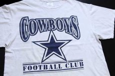 画像1: 90s USA製 NIKEナイキ NFL DALLAS COWBOYS ビッグロゴ E.SMITH 22 ナンバリング 両面プリント コットンTシャツ 白 L (1)