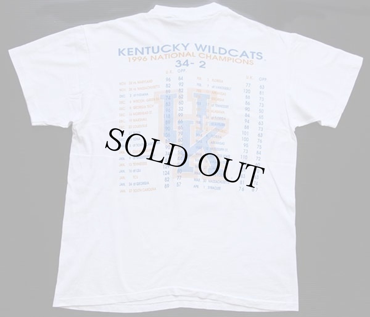 画像3: 90s USA製 KENTUCKY WILDCATS スコア 両面プリント コットンTシャツ 白 L (3)