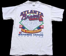 画像2: 90s USA製 MLB ATLANTA Braves 1991 FAN APPRECIATION コットンTシャツ 白 L (2)