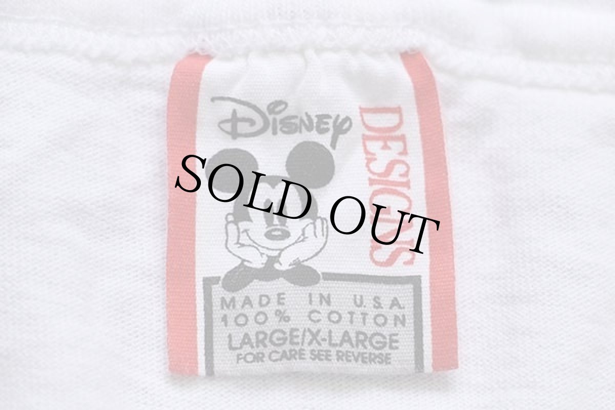 画像5: 90s USA製 Disneyディズニー ミッキー マウス ヘンリーネック コットンTシャツ 白 L/XL (5)