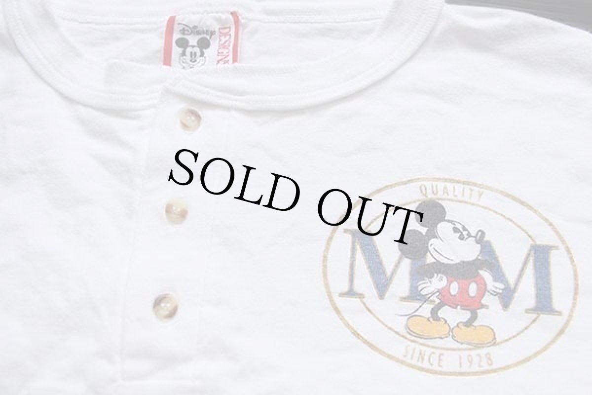 画像4: 90s USA製 Disneyディズニー ミッキー マウス ヘンリーネック コットンTシャツ 白 L/XL (4)