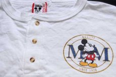 画像4: 90s USA製 Disneyディズニー ミッキー マウス ヘンリーネック コットンTシャツ 白 L/XL (4)