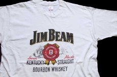 画像1: 90s USA製 JIM BEAMジムビーム BOURBON WHISKEY ロゴ コットンTシャツ 白 XL (1)