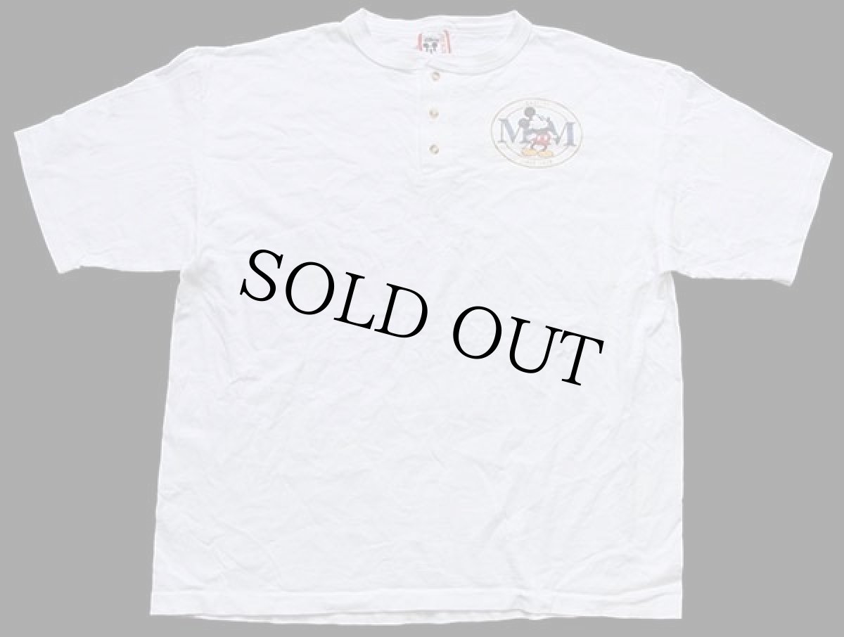 画像2: 90s USA製 Disneyディズニー ミッキー マウス ヘンリーネック コットンTシャツ 白 L/XL (2)