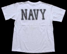 画像3: 00s USA製 U.S.NAVY 両面リフレクタープリント コットンTシャツ 白 M (3)