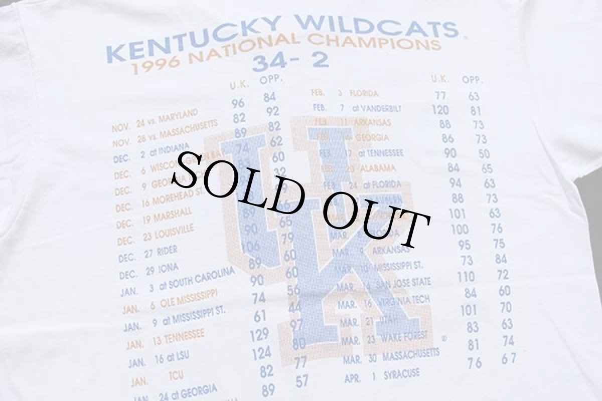 画像4: 90s USA製 KENTUCKY WILDCATS スコア 両面プリント コットンTシャツ 白 L (4)
