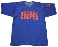 画像2: 70s USA製 ARTEX COOPER HAWKS ナイロン×コットン フットボールTシャツ 青 XL (2)