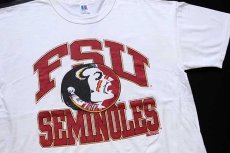 画像1: 90s USA製 RUSSELLラッセル FSU SEMINOLES ビッグロゴ コットンTシャツ 白 XL (1)