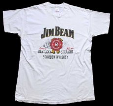 画像2: 90s USA製 JIM BEAMジムビーム BOURBON WHISKEY ロゴ コットンTシャツ 白 XL (2)