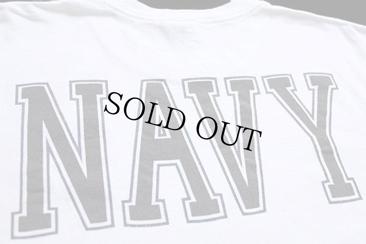 画像4: 00s USA製 U.S.NAVY 両面リフレクタープリント コットンTシャツ 白 M (4)